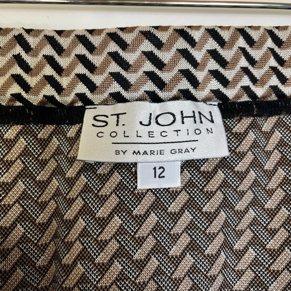 St. John Collection Vintage Jacket Skirt Suit Black Tan Zip & Claps Women’s Sz M - Picture 7 of 16